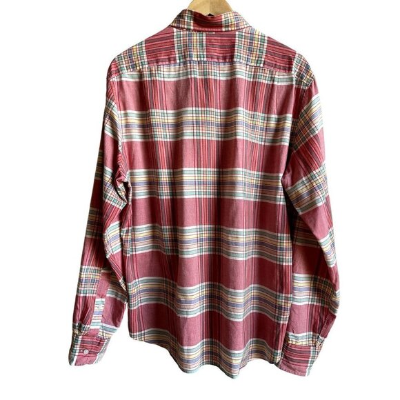 J. Crew Slim Size Large Red Green Plaid Button Down Collared Shirt 100% Cotton - Picture 5 of 6